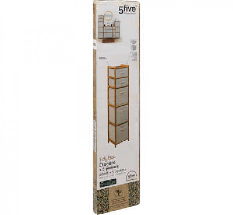 Bamboo Storage Cabinet - Bathroom Cabinet - 5 Levels