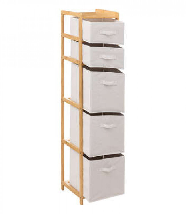 Bamboo Storage Cabinet - Bathroom Cabinet - 5 Levels