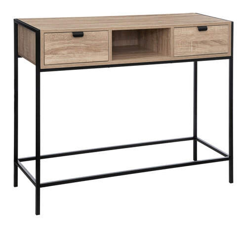 5Five Table murale avec 2 tiroirs - Table console - Marron/Noir - 5Five