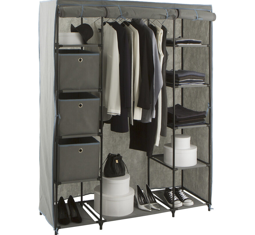 Foldable Wardrobe - Wardrobe - 3 Storage Drawers - Gray - 5Five