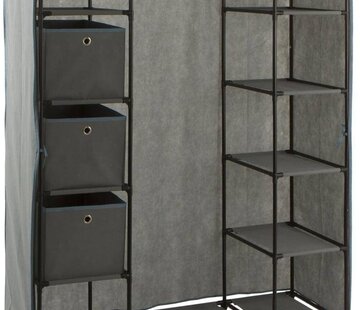  5Five Foldable Wardrobe - 3 Storage Drawers - Gray