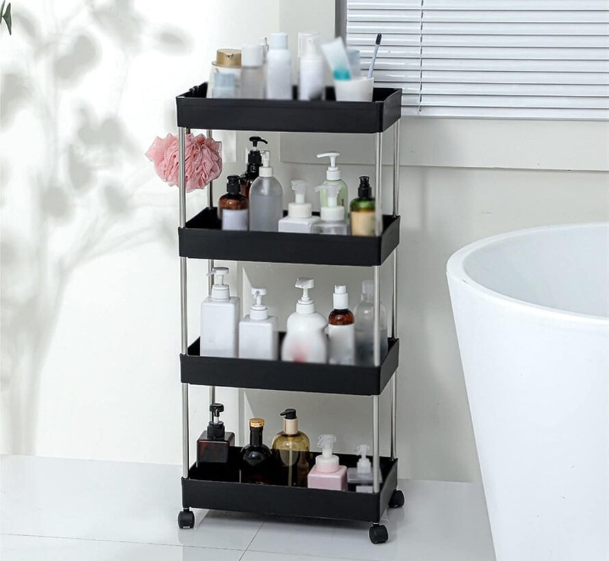 Trolley - With Wheels - 4 Levels - Black