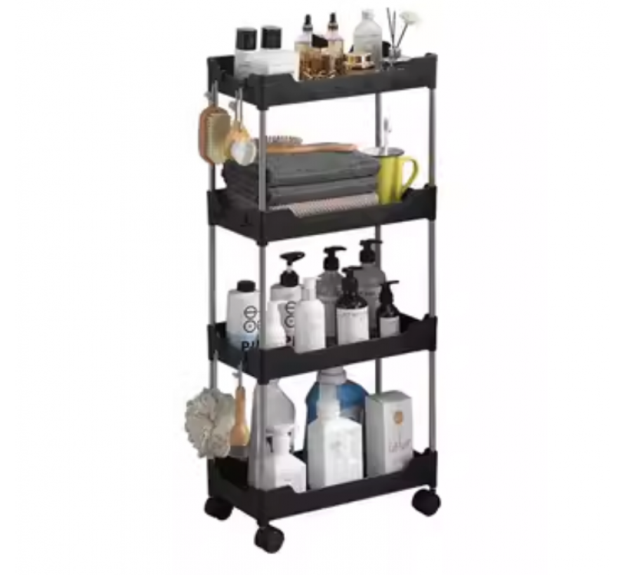 Trolley - Met Wieltjes - 4 Niveaus - Zwart