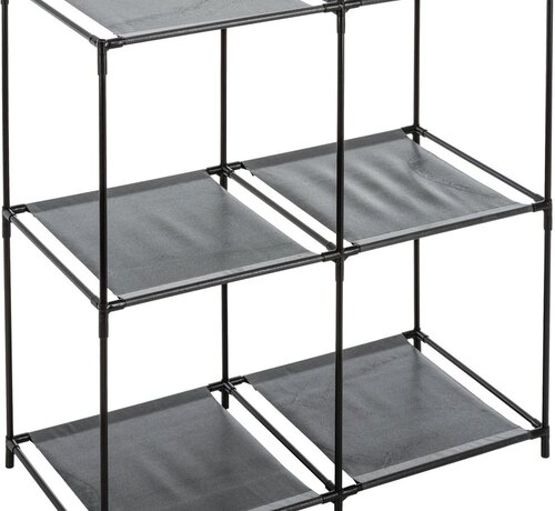 5Five Rack de rangement - 4 compartiments - 2 niveaux - Noir - 5Five