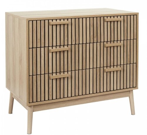 Home Deco Chest of Drawers - 3 Drawers with Handles - Natural