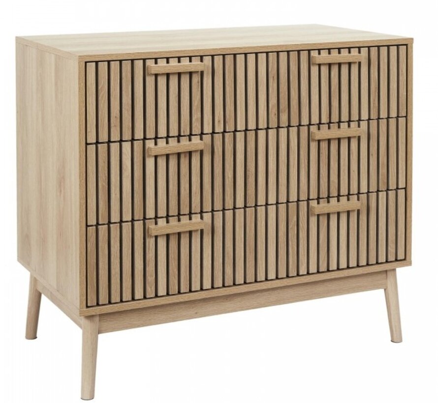 Chest of Drawers - 3 Drawers with Handles - Natural