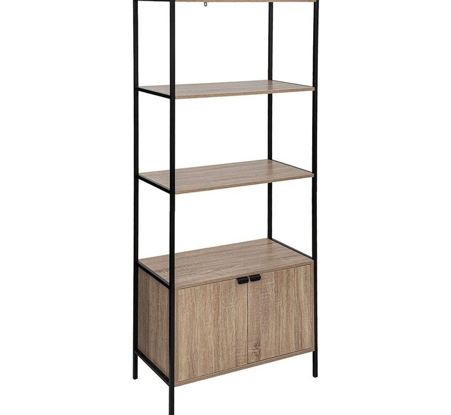 Shelving unit with 2 Doors - Bookcase - Brown/Black - 5Five