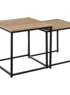  5Five Tables d'appoint - Lot de 2 - Noir/Marron