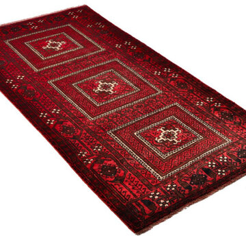 Koning Bamboe Persian Baluchi Carpet - Handmade - 105 x 195cm