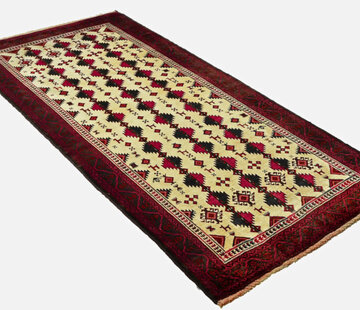 Koning Bamboe Persian Baluchi Rug - Handmade - 124 x 244cm