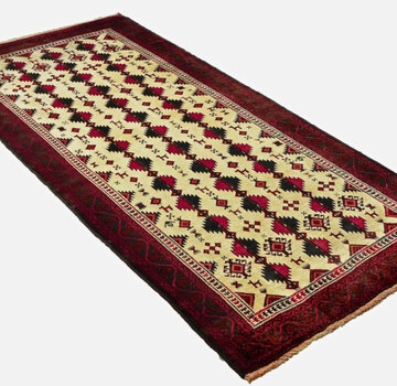 Koning Bamboe Persian Baluchi Rug - Handmade - 124 x 244cm