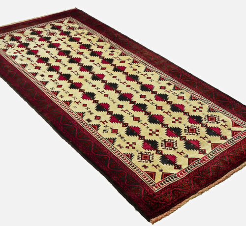 Koning Bamboe Persian Baluchi Rug - Handmade - 124 x 244cm