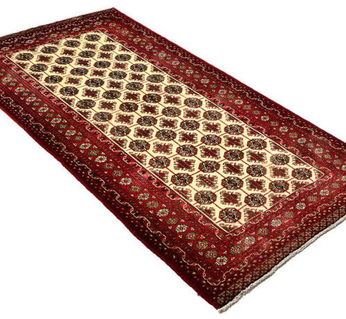 Koning Bamboe Perzisch Baluchi handgemaakt Tapijt - Vloerkleed - 115x 217cm