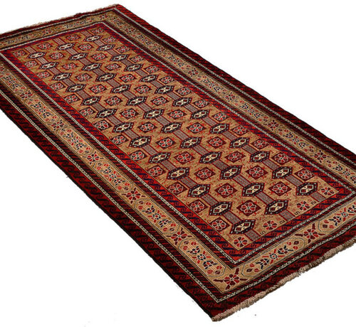 Koning Bamboe Perzisch Baluchi Tapijt - Handgemaakt Vloerkleed - 105 x 204cm