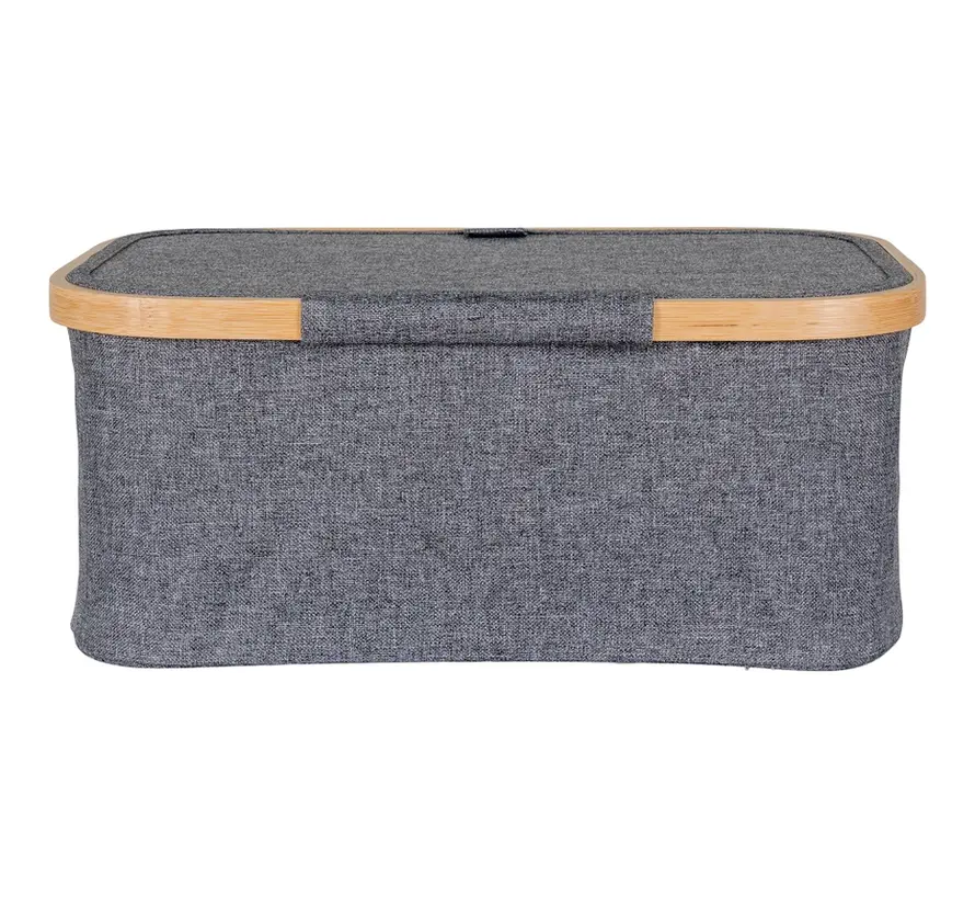 Panier de Rangement en Bambou - Gris Foncé - 38 x 26 x 16 cm - House Nordic