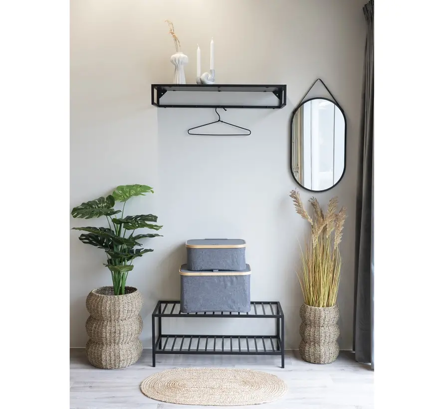 Bamboo Storage Basket - Dark Gray - 38 x 26 x 16cm - House Nordic