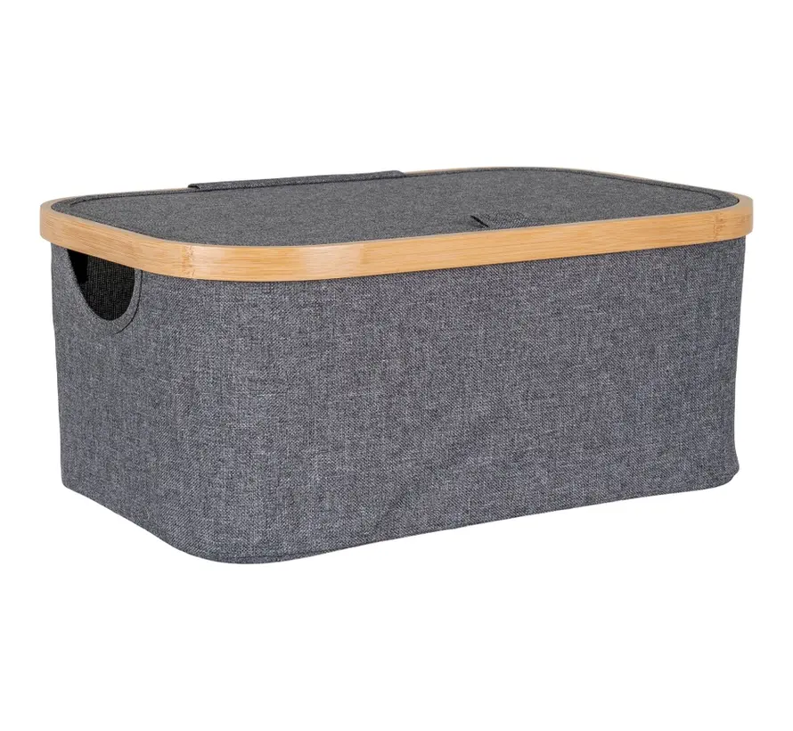 Panier de Rangement en Bambou - Gris Foncé - 38 x 26 x 16 cm - House Nordic