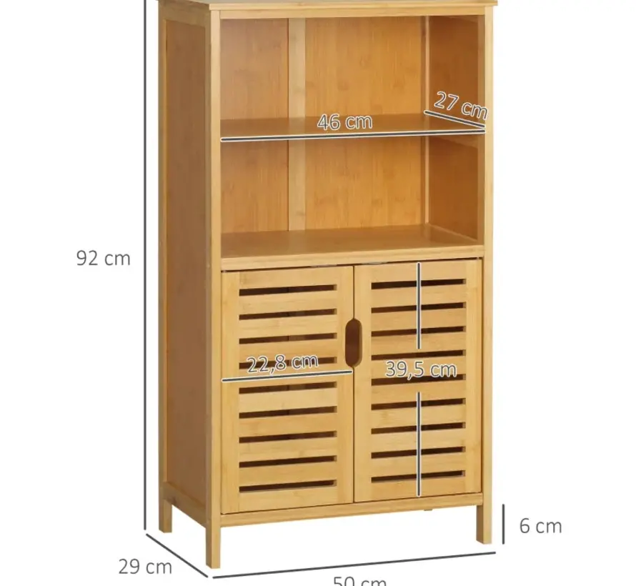 Bathroom Cabinet with 2 Doors - Storage Cabinet - Natural - Rootz Living