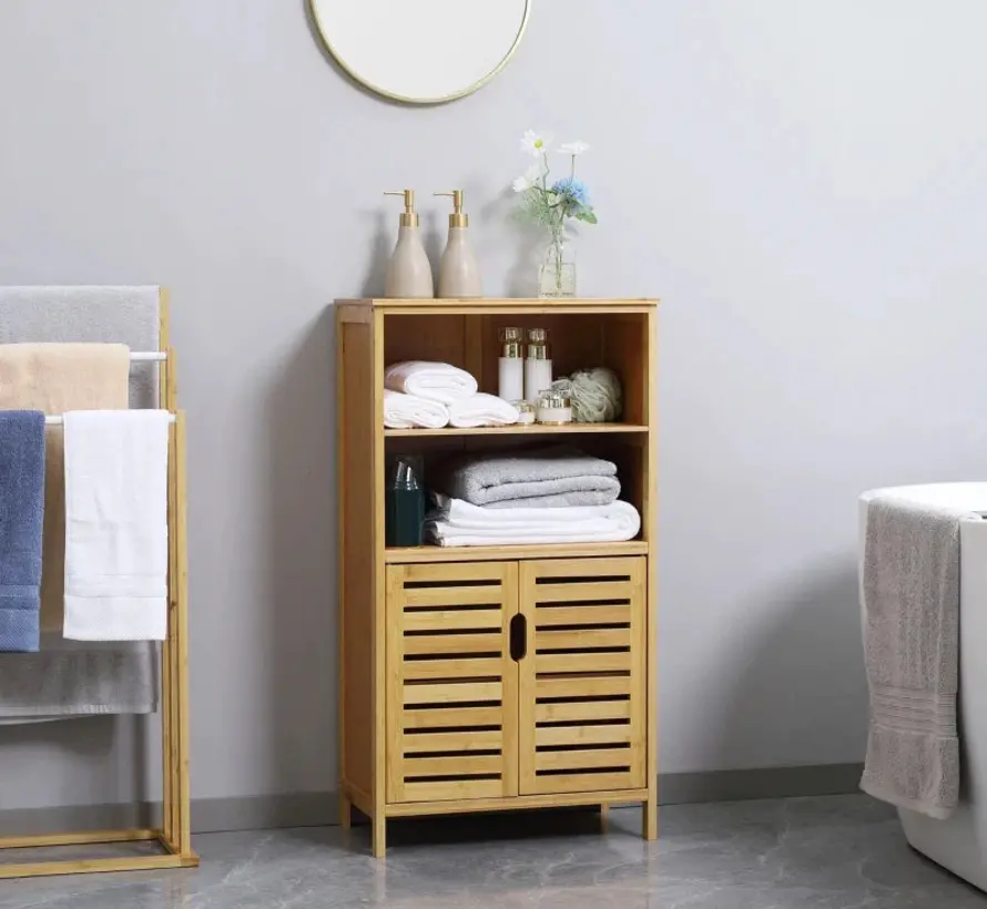 Bathroom Cabinet with 2 Doors - Storage Cabinet - Natural - Rootz Living