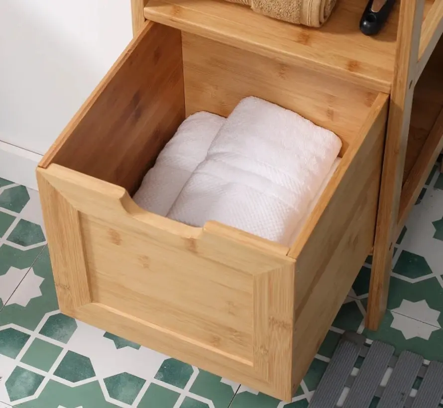 Meuble de salle de bain - 1 étagère avec 2 tiroirs - Naturel - Rootz Living