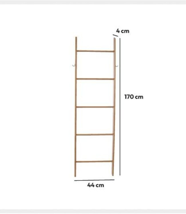 Decoratieve bamboe ladder - Handdoekladder met 5 treden - Hoogte 170 cm