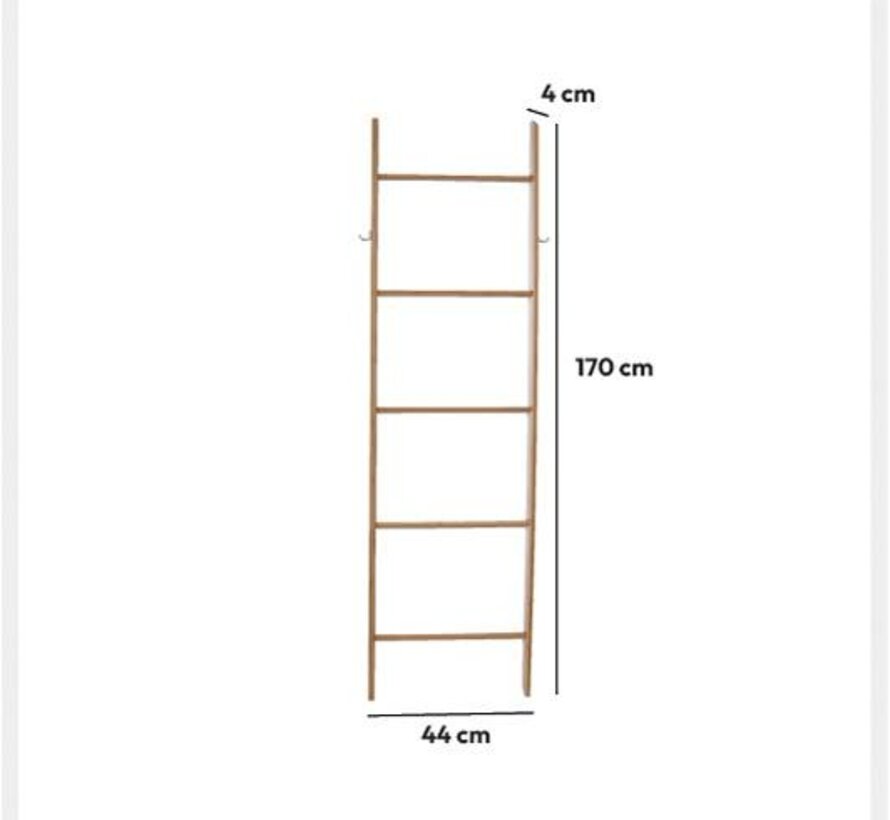 Towel ladder with 5 steps - Height 170 cm - bamboo