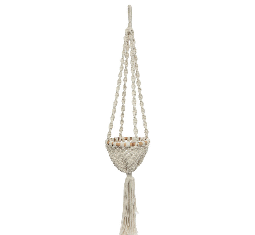 De Twisted Macrame Planthanger - Naturel Wit - M