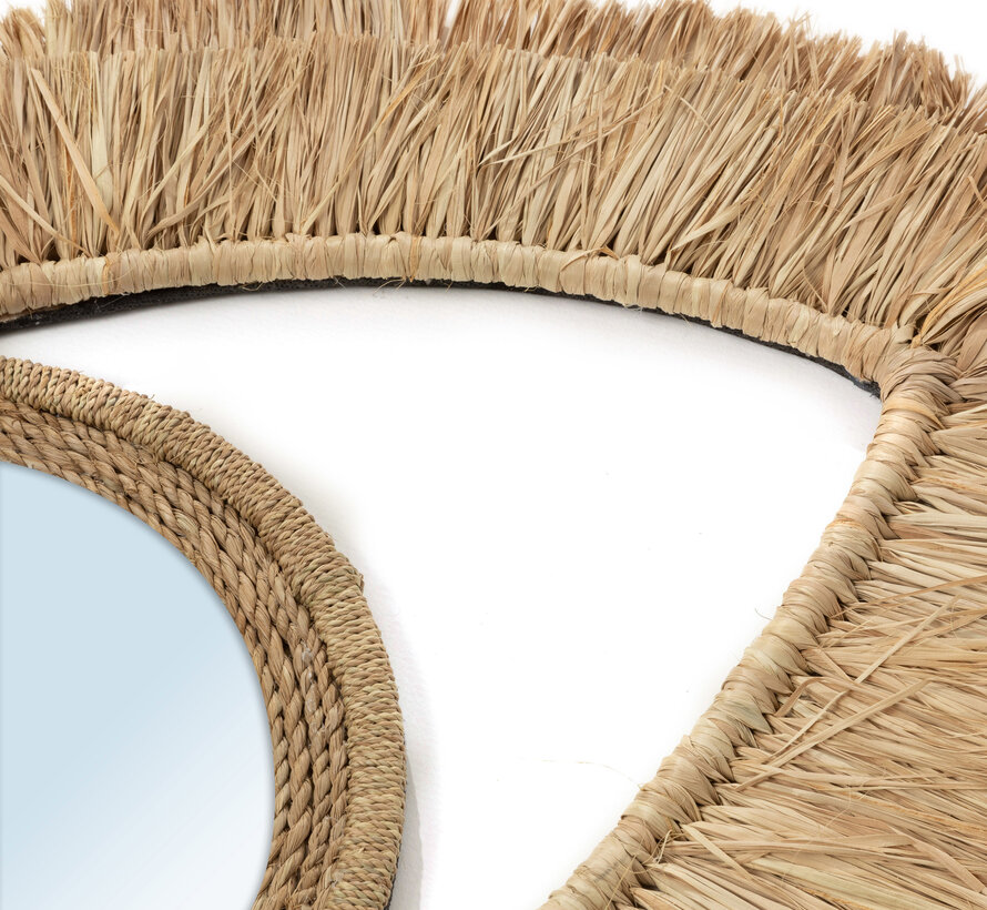 De Raffia Eye Spiegel - Naturel - M