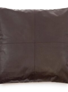 Bazar Bizar De Four Panel Leather Kussenhoes - Chocolade - 60x60