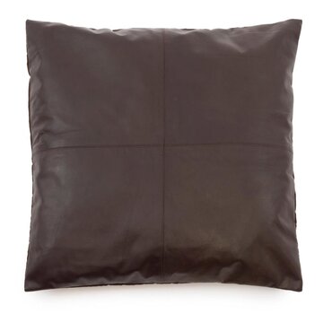 Bazar Bizar De Four Panel Leather Kussenhoes - Chocolade - 60x60