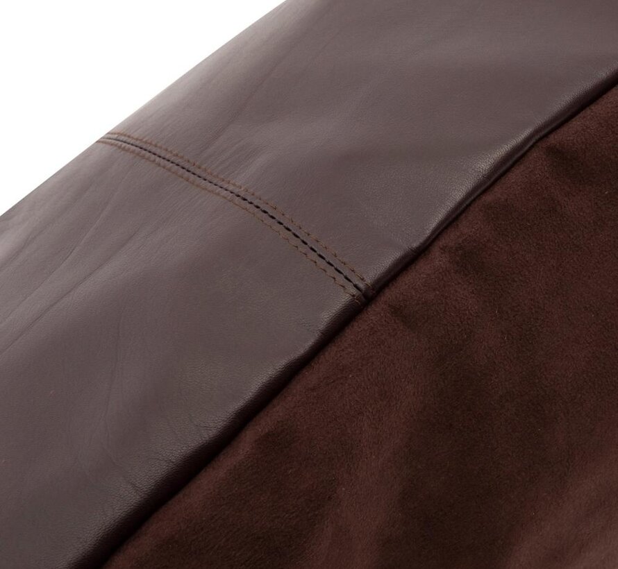 De Four Panel Leather Kussenhoes - Chocolade - 60x60