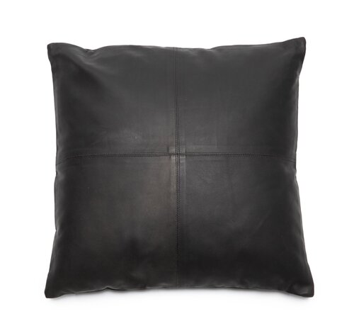 Bazar Bizar De Four Leather Panel Kussenhoes - Zwart - 40x40