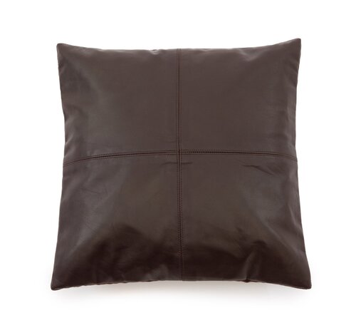 Bazar Bizar De Four Panel Leather Kussenhoes - Chocolade - 40x40