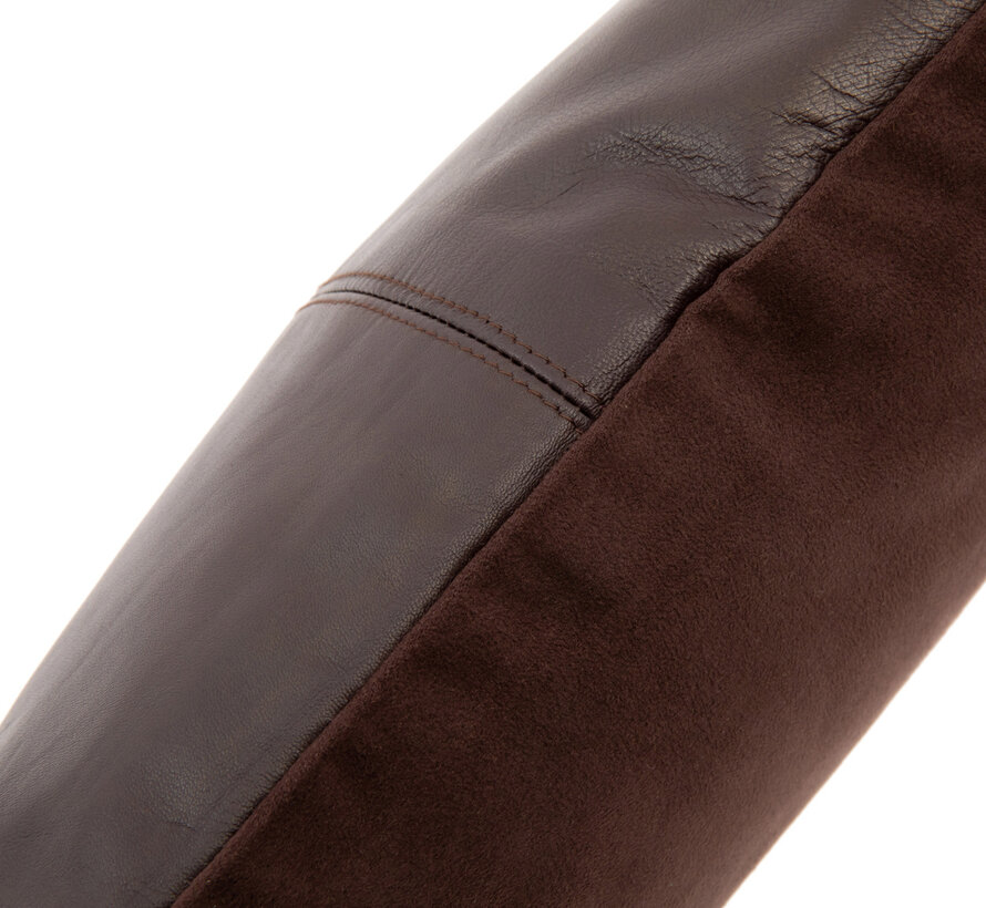 De Four Panel Leather Kussenhoes - Chocolade - 40x40