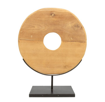 Bazar Bizar De Teak Disc op Stand - L