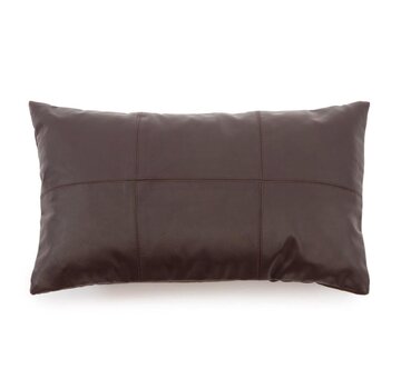 Bazar Bizar Het Six Panel Leather Kussenhoes - Chocolade - 30x50