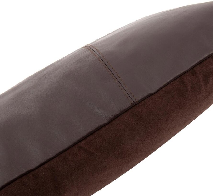 Het Six Panel Leather Kussenhoes - Chocolade - 30x50
