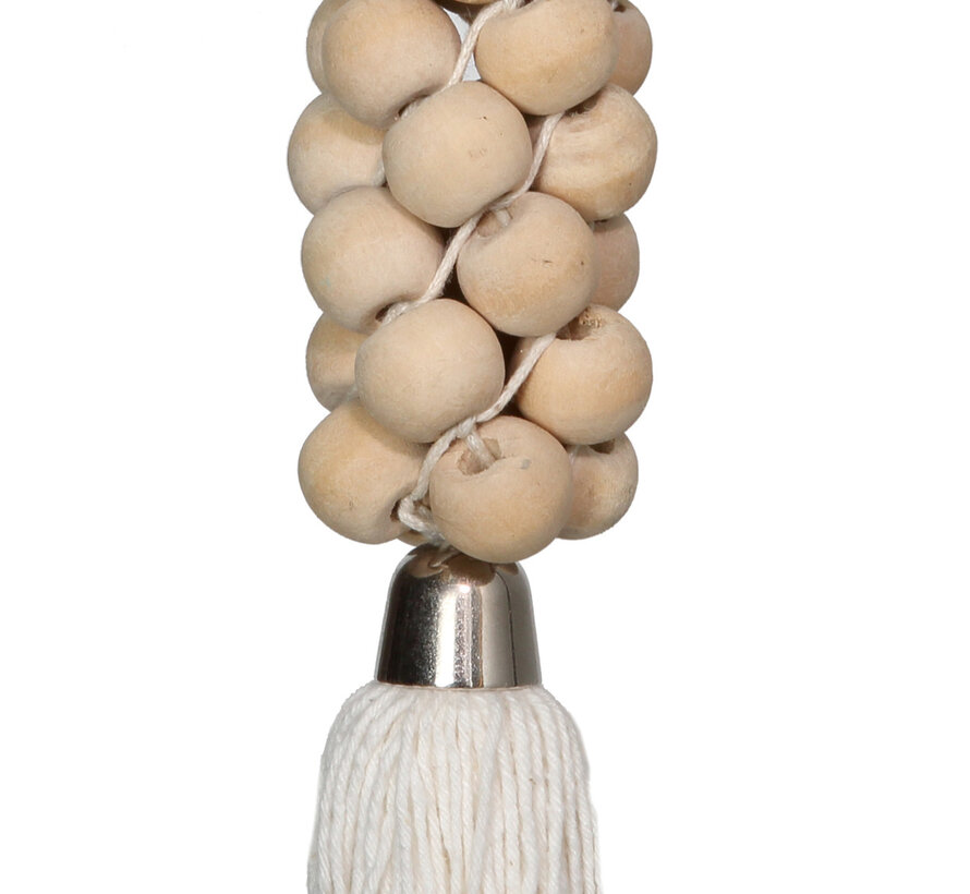 De Wooden Beads Sleutelhanger - Naturel Wit