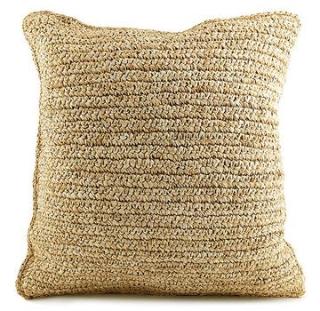 Bazar Bizar De Raffia Flores Kussenhoes - Naturel - 40x40