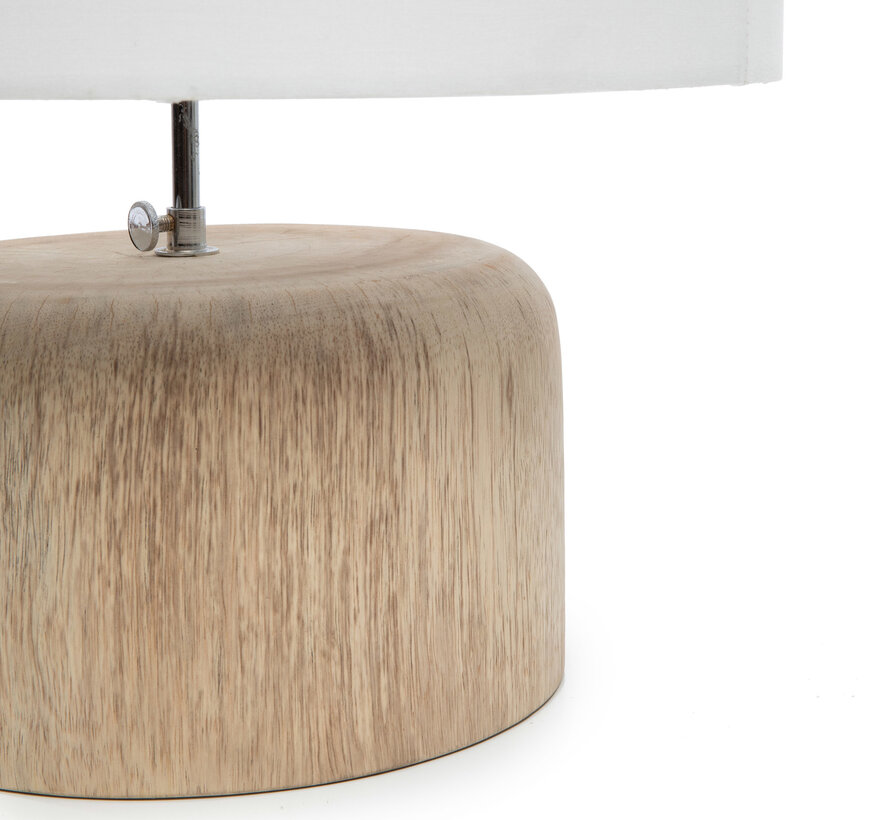 De Teak Wood Tafellamp - Naturel Wit