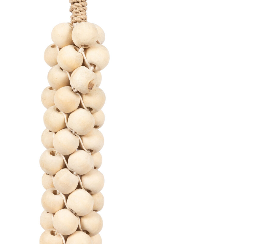 De Wooden Beads met Katoen Hangdecoratie - wit