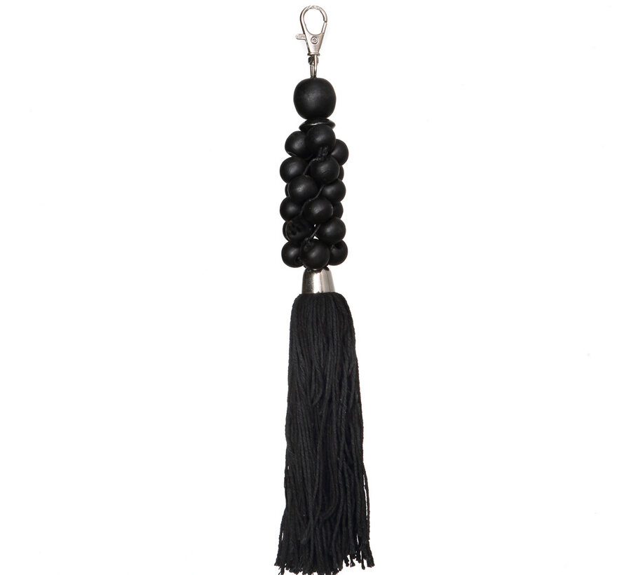 De Wooden Beads Sleutelhanger - Zwart