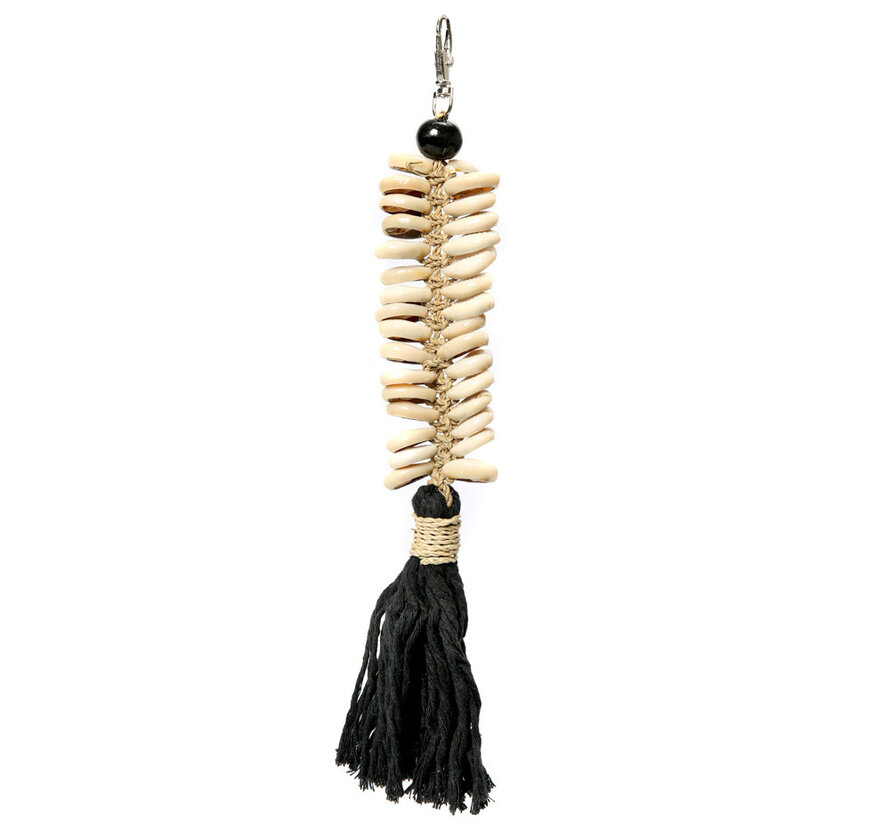 De Macrame Fishbone Sleutelhanger - Zwart