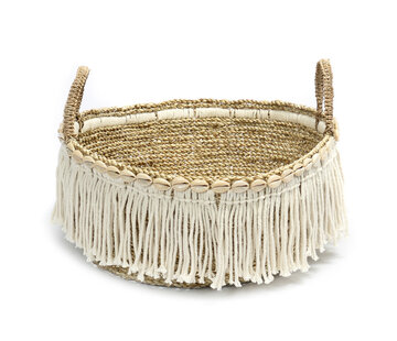 Bazar Bizar Boho Fringe Mand - Naturel/Wit