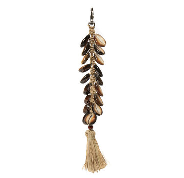 Bazar Bizar Raffia Fishbone Sleutelhanger - Naturel Zwart