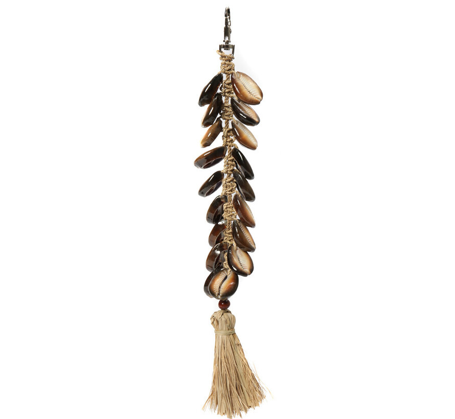 Raffia Fishbone Keychain - Natural Black