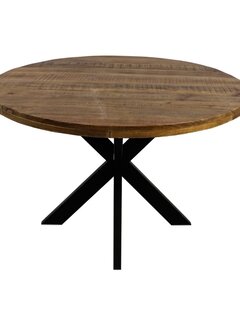 HSM Collection Ronde eettafel Melbourne - ø130x76 - Naturel/zwart - Mangohout/ijzer