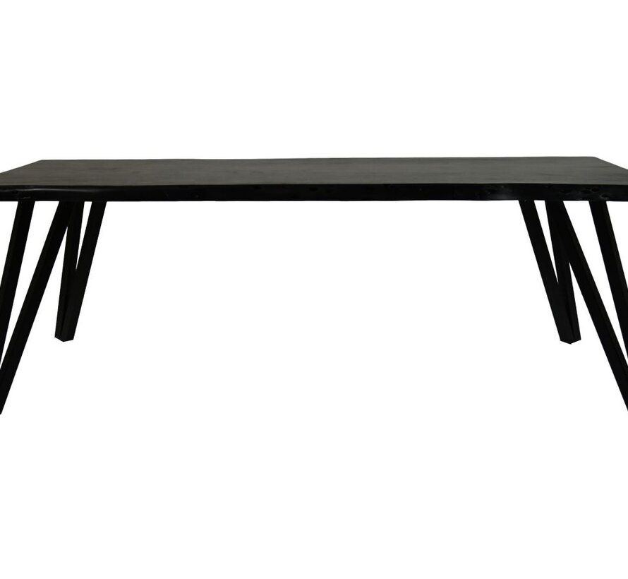 Tafel live edge - 220x100x77 - Zwart - Acaciahout/metaal