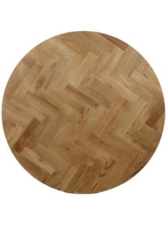 HSM Collection Tafeltop Fishbone Rond- 130x130x4 - Naturel - Eiken