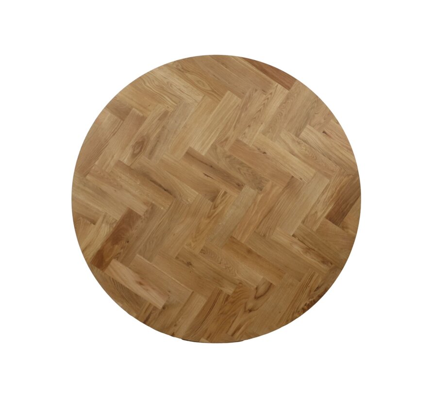 Tafeltop Fishbone Rond- 130x130x4 - Naturel - Eiken